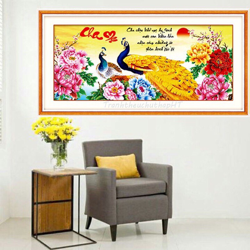 Tranh thêu chữ thập Cha Mẹ LV3134  chưa thêu