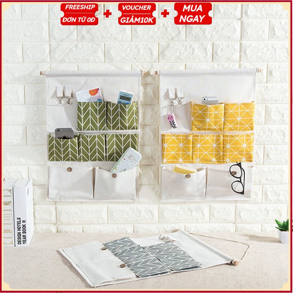 #Túi Treo Đồ 7 NGĂN Décor Hiện Đại Lúa Mạch - Khung Treo Nhiều Ô Trang Trí Phòng Ngủ, Bàn Làm Việc