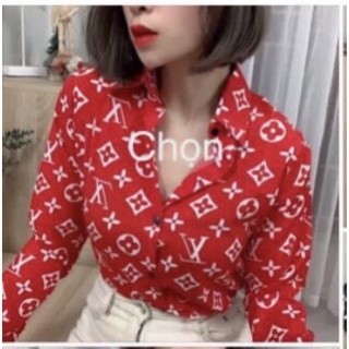 [giá rẻ] áo sơ mi nữ LV, lụa thái không nhăn