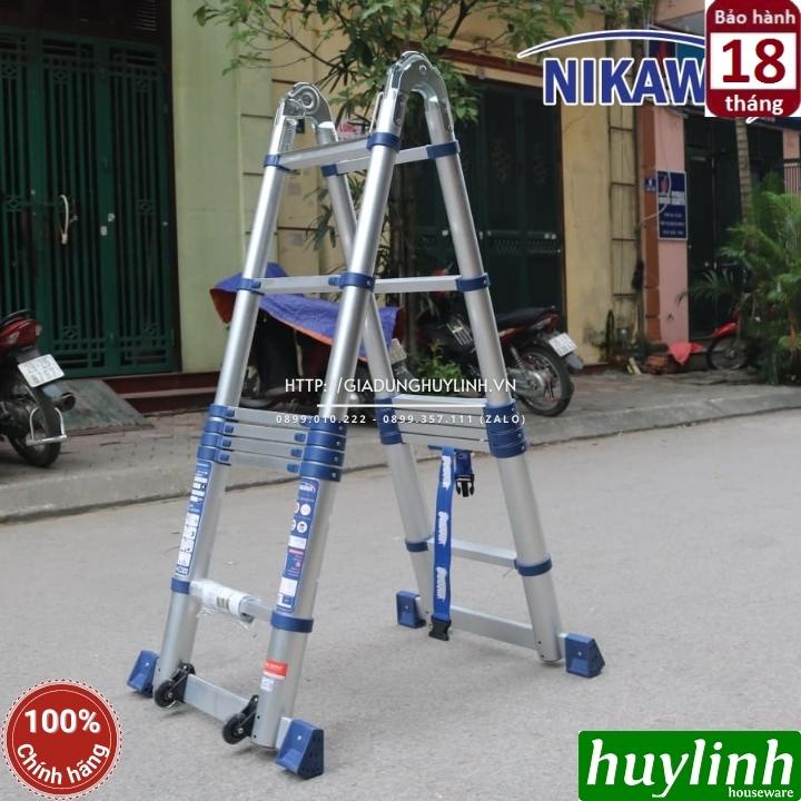 Thang nhôm rút đôi chữ A Nikawa NK-50AI PRI - 5 mét - Có bánh xe