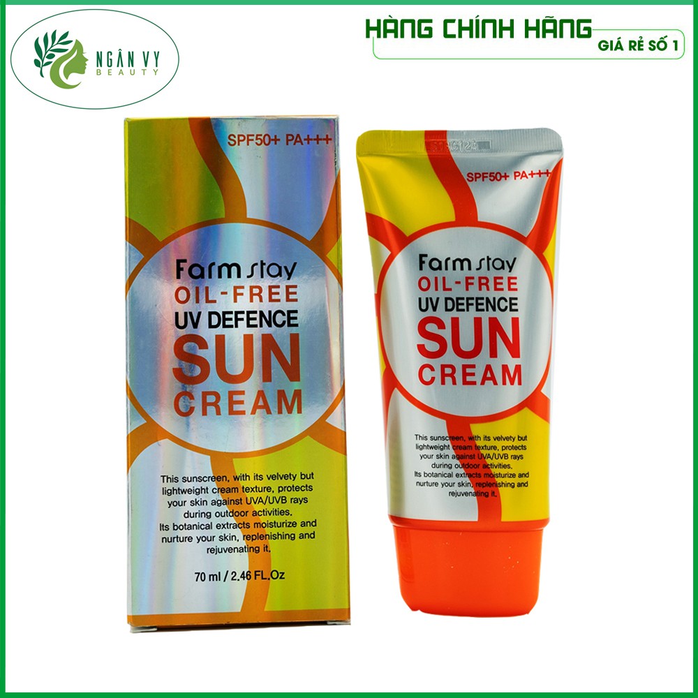 [Đủ Bill]Kem Chống Nắng Kiểm Soát Dầu Trên Da Hàn Quốc Farmstay Oil-Free Uv Defence Sun Cream SPF50+/PA+++ 70g