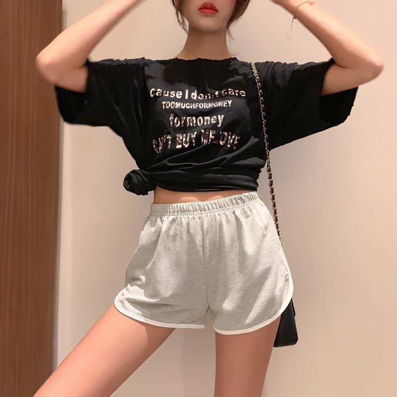 Korean Version Of The Big Size Loose Yoga Pants High Size Wide Legs Summer Girls Hot Black Pants
