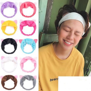 Băng đô turban rửa mặt nữ tai mèo dễ thương