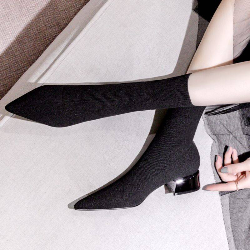 Giày Bốt Cao Gót Mũi Nhọn Thời Trang Xuân Đông Cho Nữ