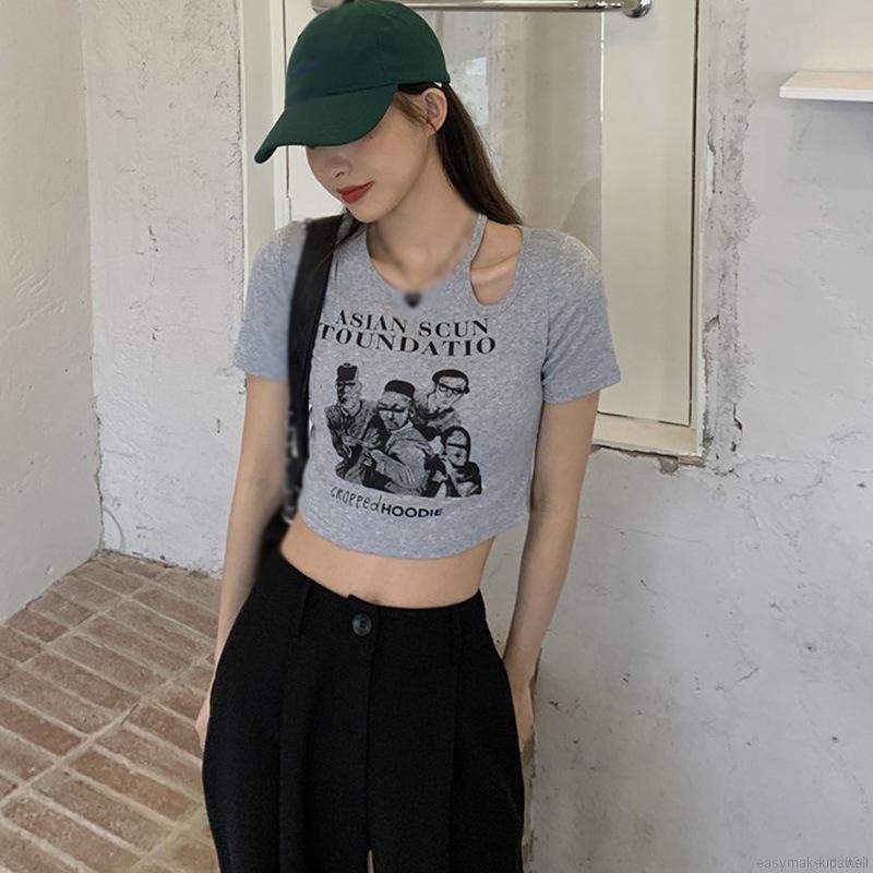 Áo Croptop Ngắn Tay In Họa Tiết Xinh Xắn Theo Phong Cách Hàn Quốc Dành Cho Nữ | BigBuy360 - bigbuy360.vn