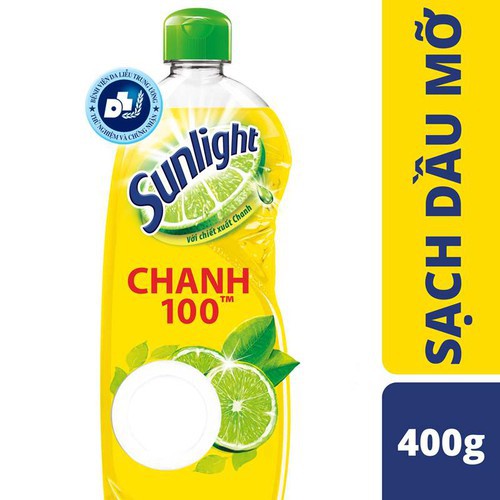 Nước rửa chén Sunlight chai 380ml hương chanh xả bọt nhanh