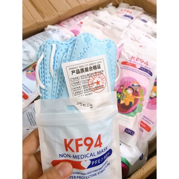 Khẩu trang KF94 4 lớp chống bụi mịn cho bé - Túi zip 10 chiếc