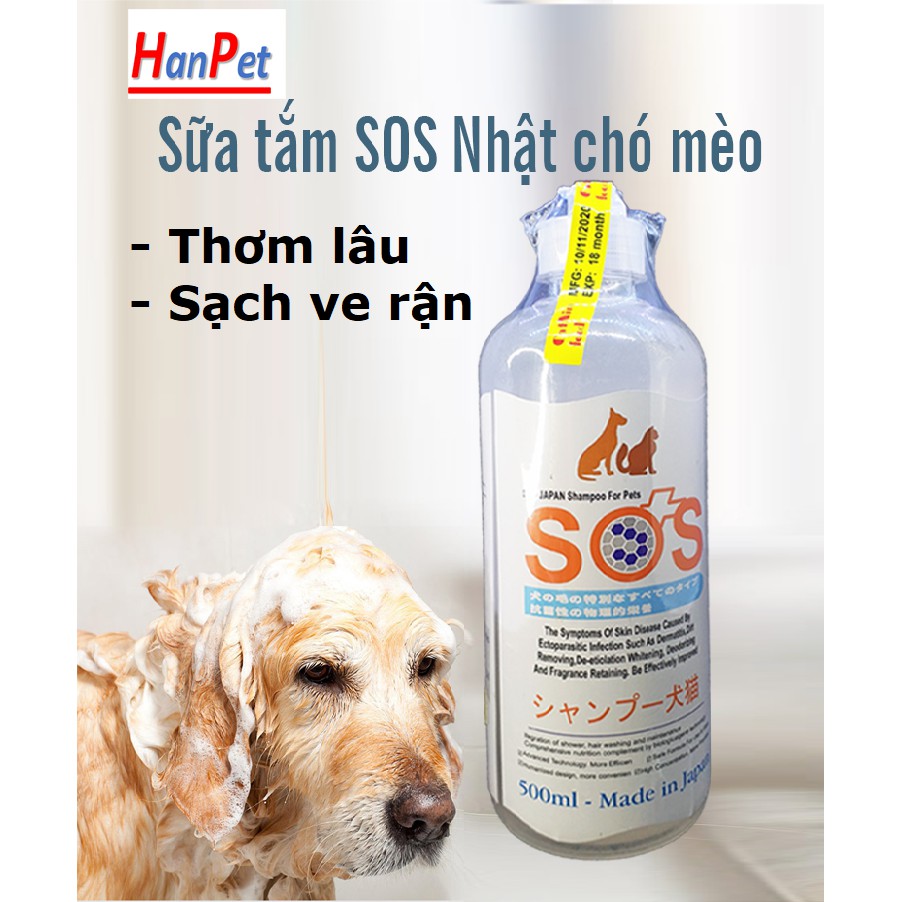 Doremiu- Sữa Tắm SOS Nhật 500ml (chó mèo dùng chung) Xuất xứ Japan sữa tắm cho thú cưng chống rụng lông và thơm lâu