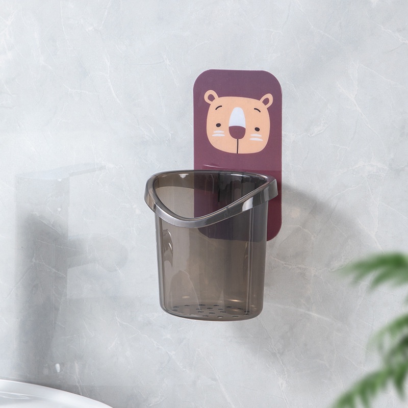 [Mới] Giá Đỡ Bàn Chải Đánh Răng / Cốc Đựng Lược Gắn Tường Có Lỗ Thoát Nước / Không Đục Lỗ