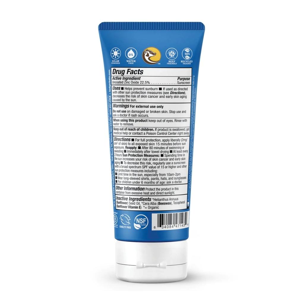 Kem chống nắng vật lý thể thao BADGER Sport Clear SPF 40 - kháng nước mạnh, bảo vệ phổ rộng an toàn san hô - 87mL