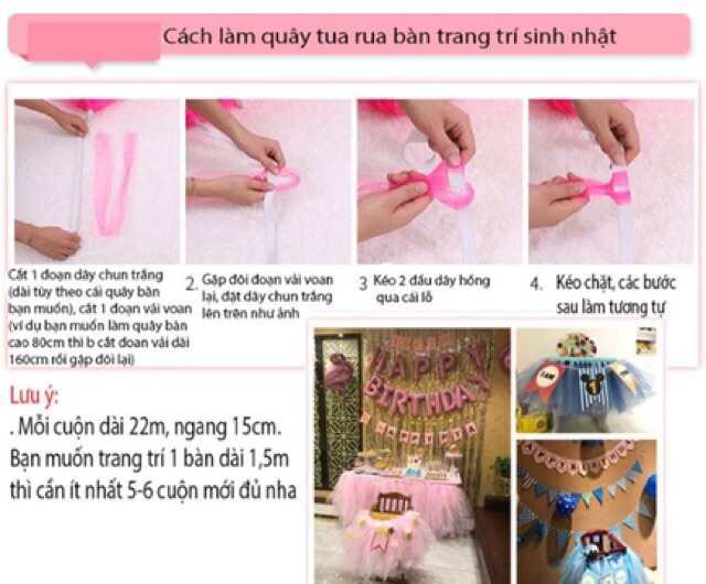 2m Vải voan lưới đã may làm chân bàn, phông nền