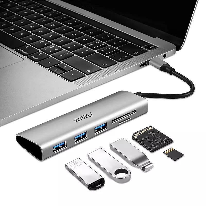 Usb-C Đa Năng Wiwu Alpha 532st 5 Trong 1 3xusb 2xsd / Tf Cho Notebook Hub