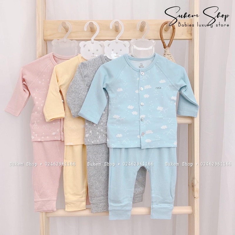 [Nous] Bộ dài tay cài giữa cho bé (0-3m đến 9-12m)