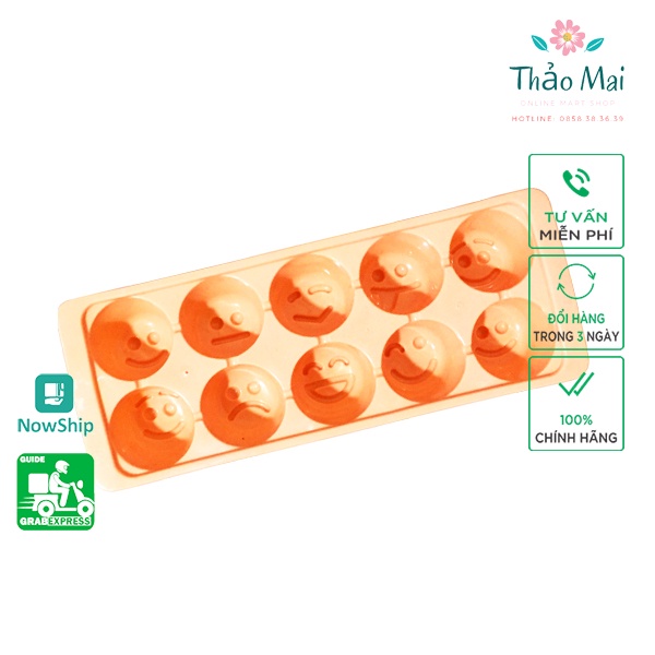 Khay làm đá, khuôn thạch mặt cười 10 viên nhựa Việt Nhật No. 6925
