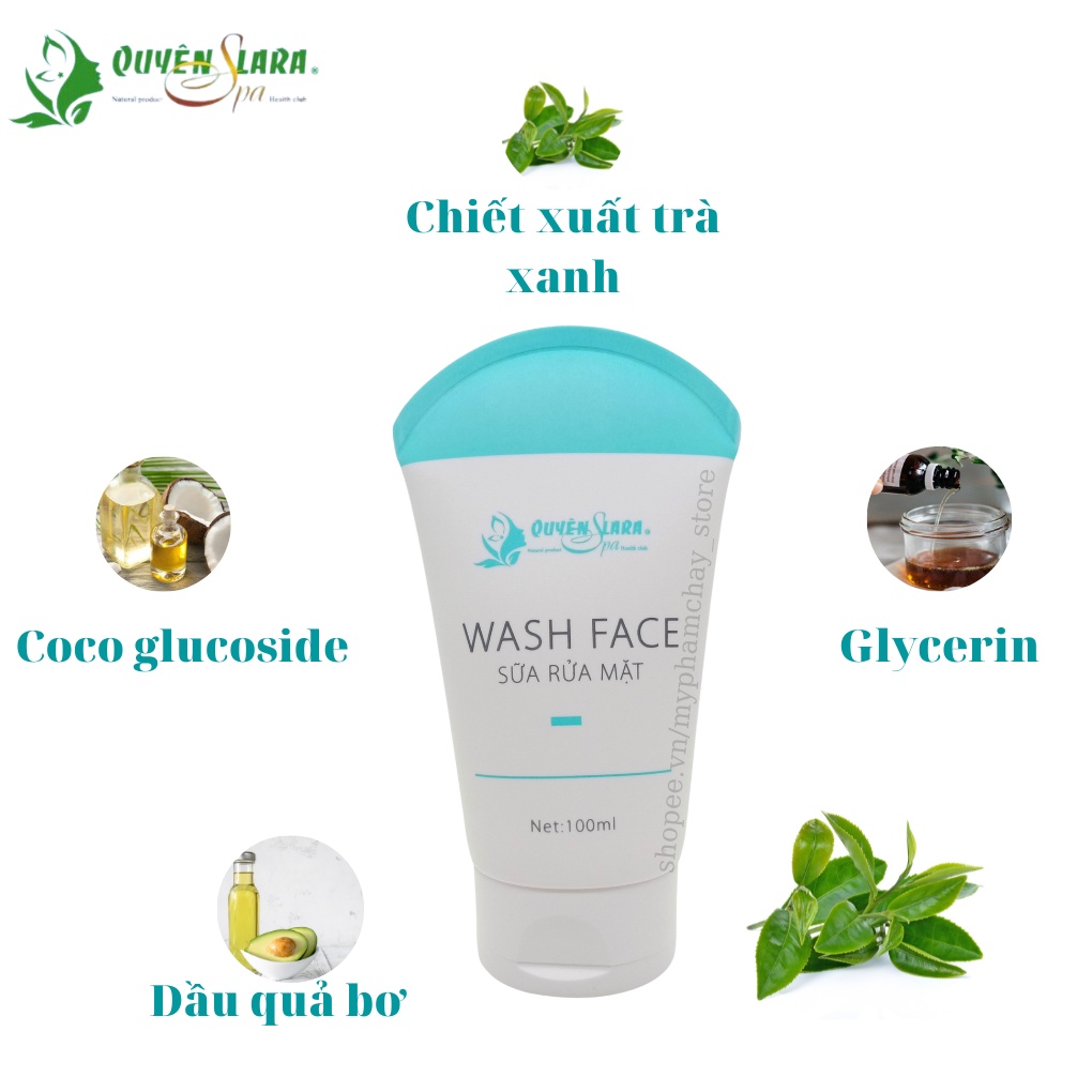 Sữa Rửa Mặt Wash Face QUYÊN LARA Dịu Nhẹ Giúp Loại Bỏ Bã Nhờn,Bụi Bẩn,Tẩy Da Chết Giúp Da Tươi Sáng Hơn 100ml