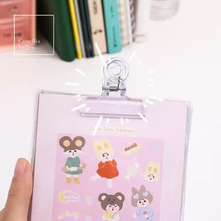 Kẹp sổ tay/ tài liệu binder clip nhựa trong suốt phong cách tối giản