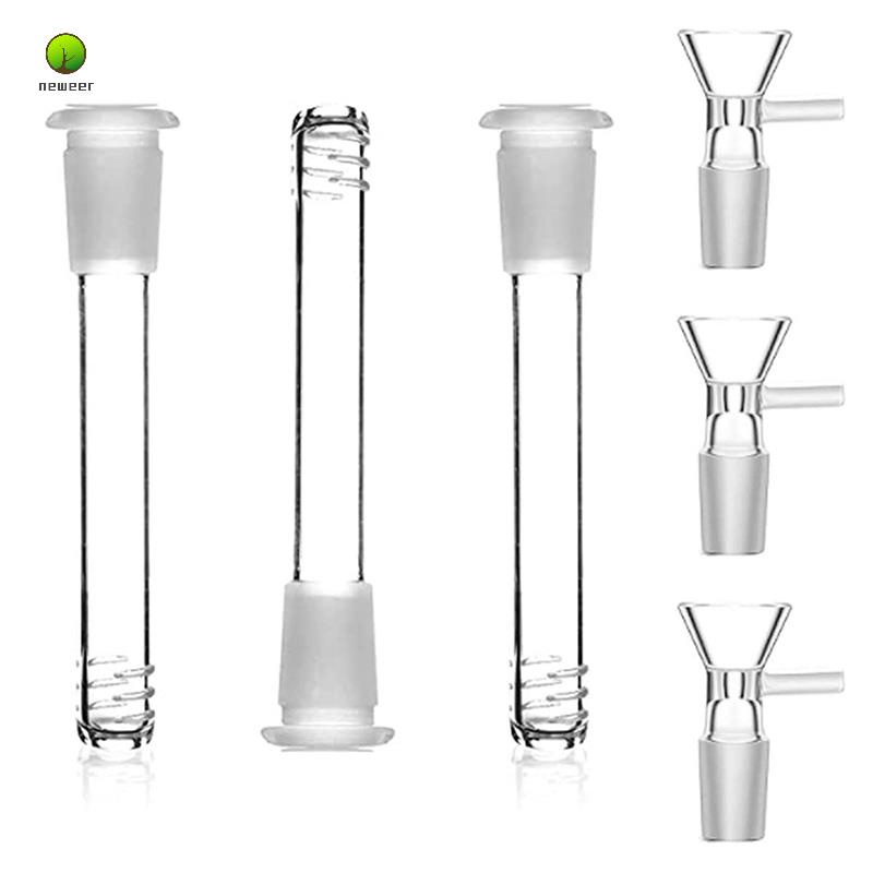 Bộ 3 Ống Thủy Tinh Trong Suốt 14mm Kèm 3 Phễu Thủy Tinh 5.2 Inch