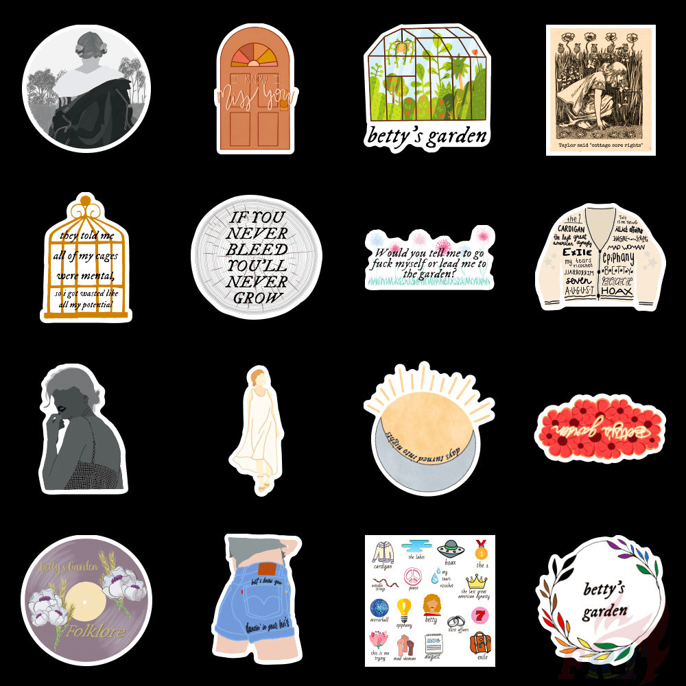 ❉ Taylor Swift：Folklore Series A - Betty’s Garden Stickers ❉ 50Pcs/Set Waterproof DIY Fashion Decals Doodle Stickers