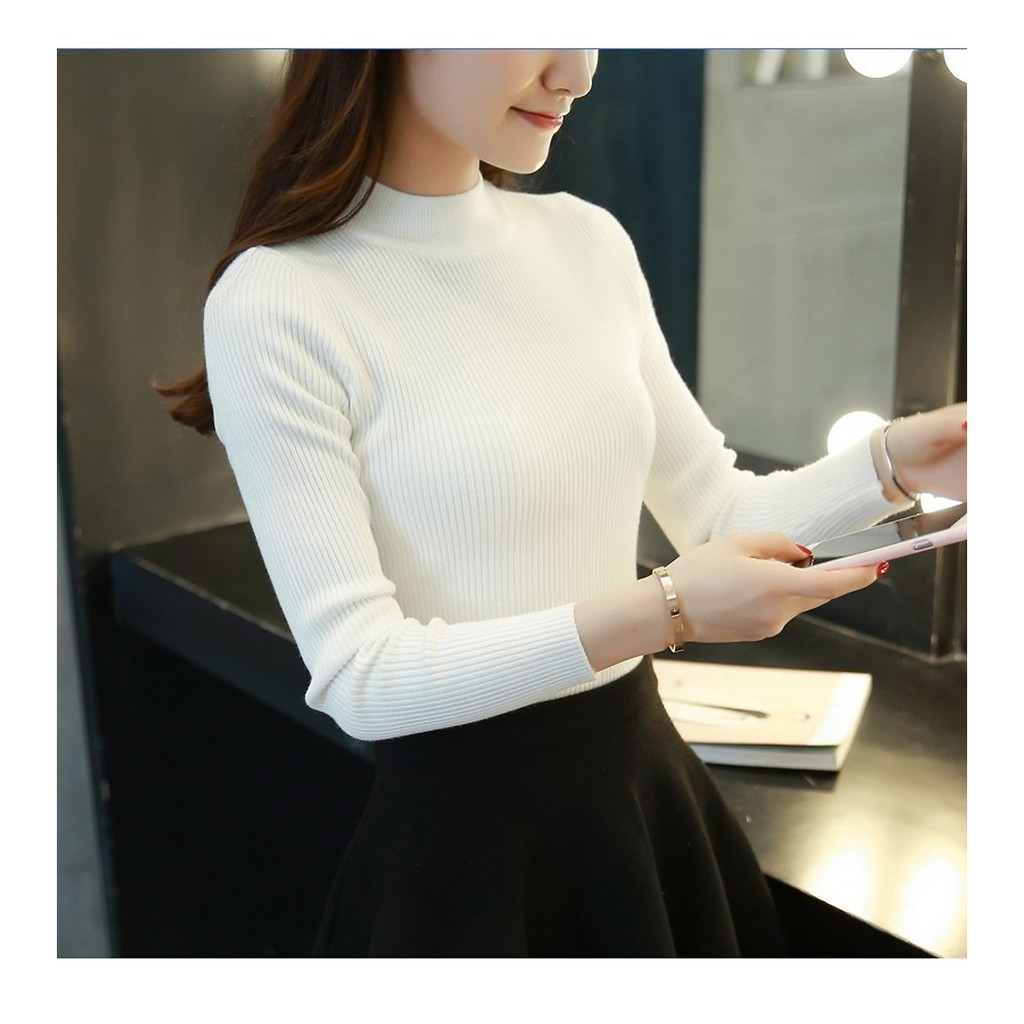 Áo len cổ 3 phân 100% chất len đẹp, siêu phẩm mùa đông