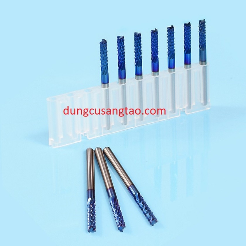 Mũi phay quả dứa Xcan phủ Blue nano / Dao hợp kim 0.5mm-1mm / phay mạch in, khoan PCB, SMT, CNC, khuôn mẫu