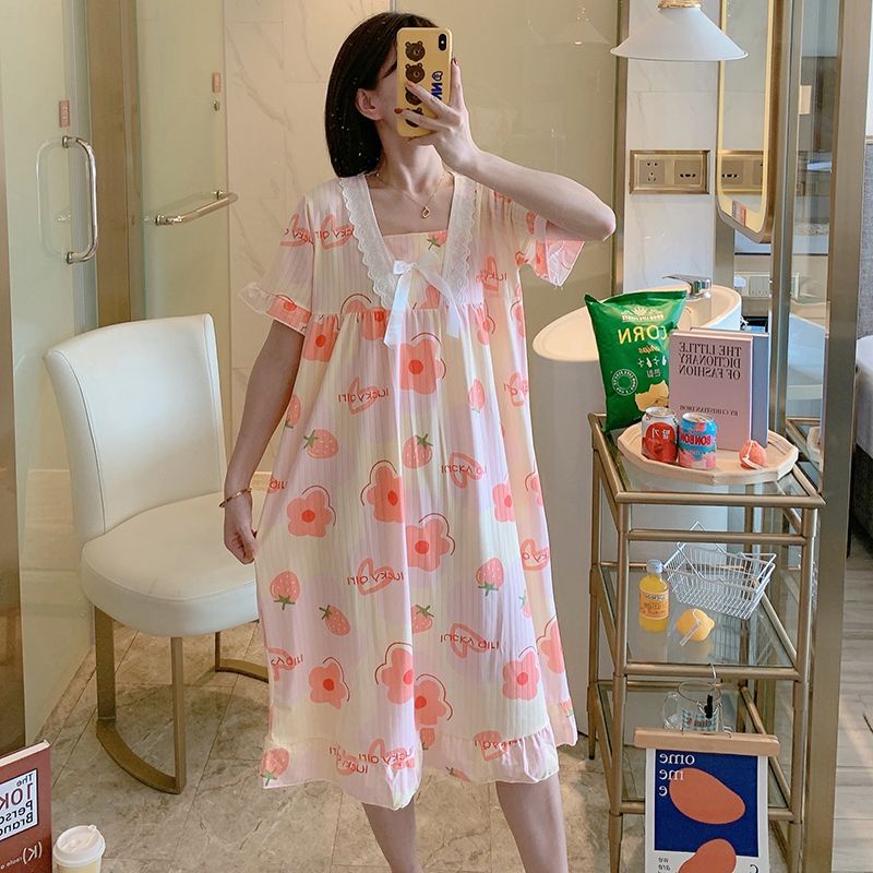 Đồ ngủ Dáng Dài Ngắn Tay Size Lớn Họa Tiết Sọc Caro Phong Cách Nhật Bản