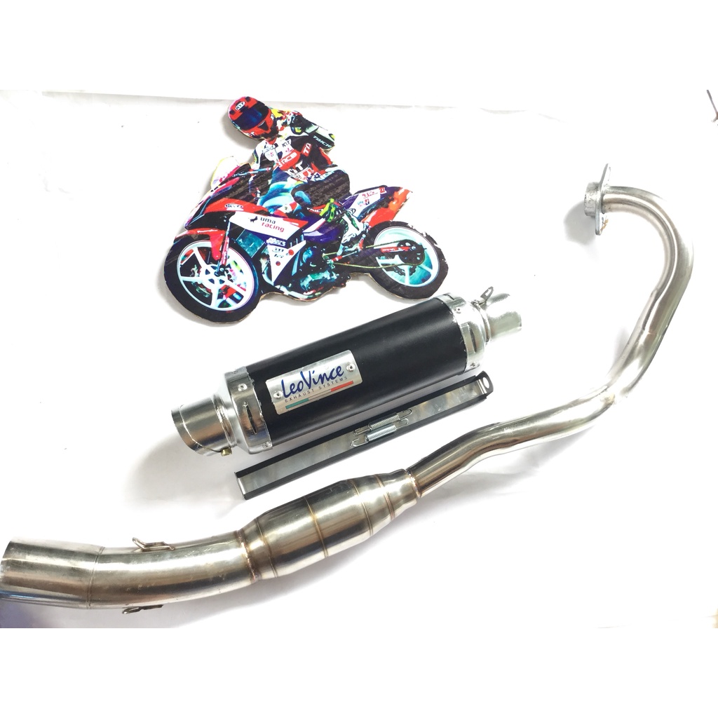Pô leovince ĐEN cả cổ bầu hơi inox exicter, winer, sonic, raider, satria, gsx, fz, tfx, cbr, r15,...