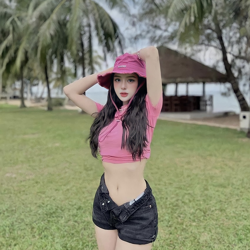 Nón tai bèo Mai Phương Bùi , mũ đi biển chống gió có dây đeo logo kim loại có thể giặt được, thời trang hottrend 2022