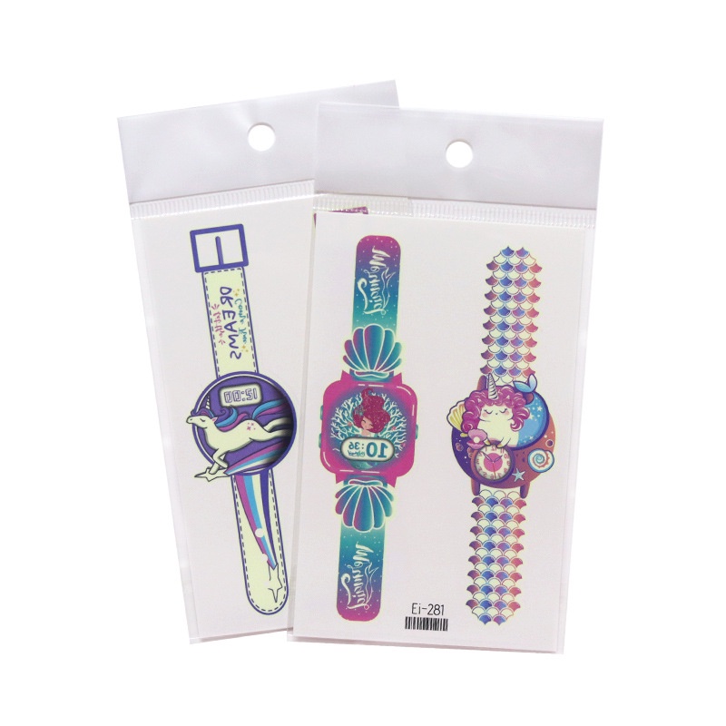 Hình xăm  phát sáng họa tiết đồng hồ dạ quang