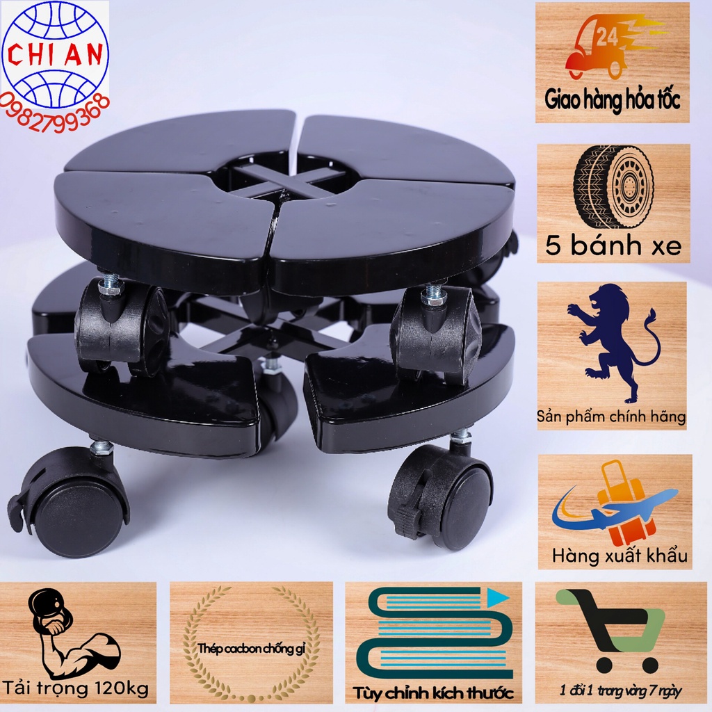 Đế lót chậu cây có bánh xe Chi An - CA001 - thiết kế thông minh tuỳ chỉnh kích thước  chịu tải trọng 120kg