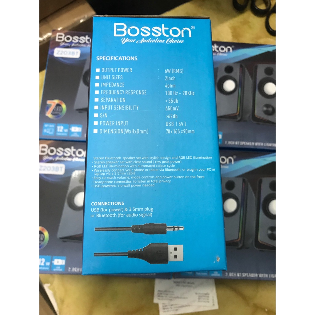 Loa vi tính Bluetooth Bosston 2.0 Z203-BT 7LED- chính hãng mới 100%