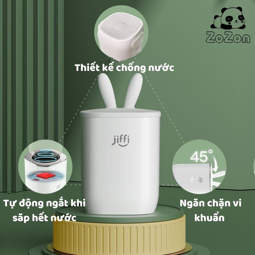 Máy hâm sữa mini Jiffy 4 chức năng hâm nóng giữ nóng tiệt trùng bình sữa vắt cam 8800mAH 399gram