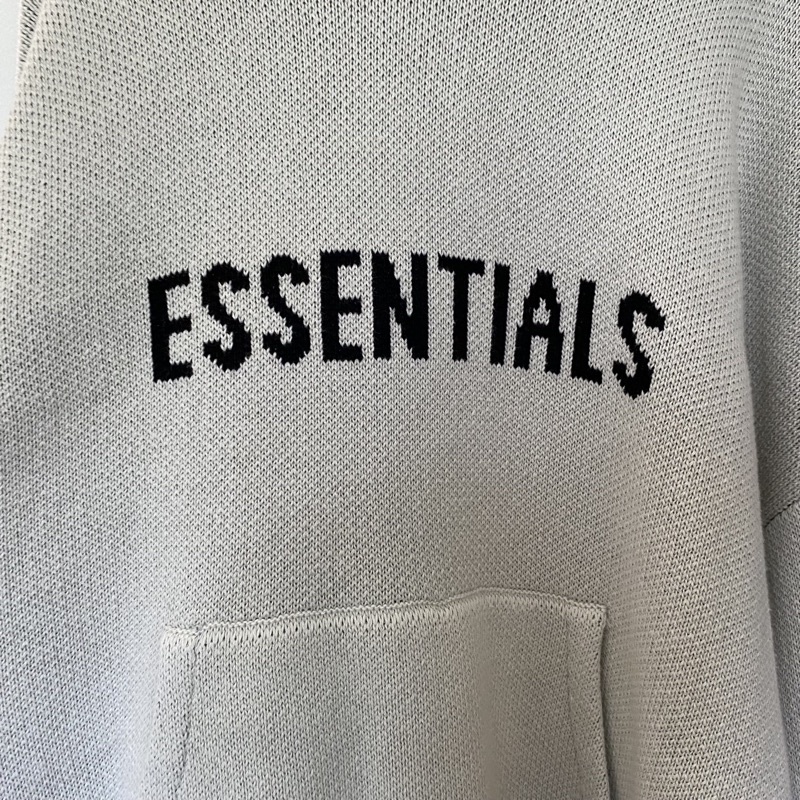 Áo hoodie len FEAR OF GOD FOG ESSENTIALS Knit Moss bản cao cấp, Áo khoác có mũ form rộng ESSENTIALS len dệt kim oversize
