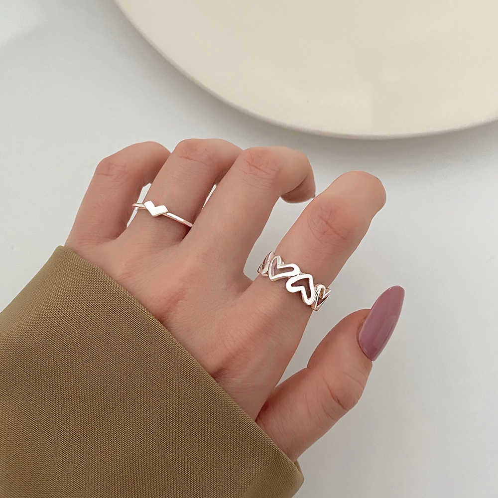 Set 2 Nhẫn Tình Bạn Đính Đá Hình Trái Tim Dành Cho Cặp Đôi