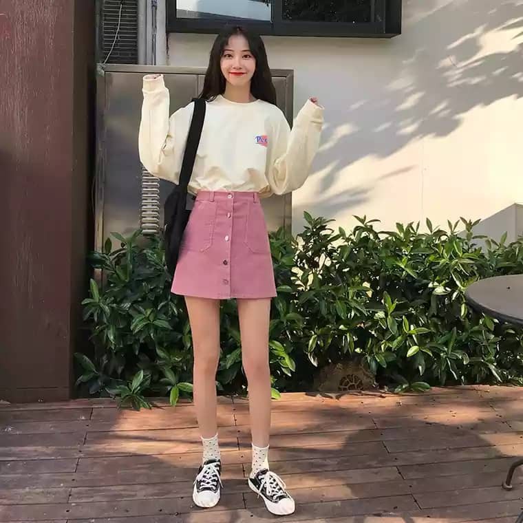 CHÂN VÁY 2 MÀU HỒNG + ĐEN