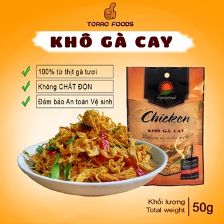Khô gà lá chanh Fansipan 50g - khô gà lá chanh cay loại 1, thơm ngon không chất độn đảm bảo An toàn vệ sinh Thực phẩm