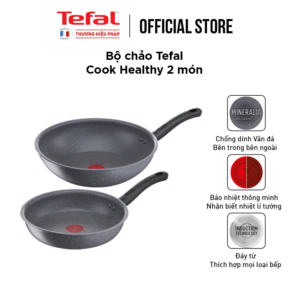 Bộ nồi chảo Tefal Bộ nồi chảo Tefal Cook Healthy 2pcs (Chảo 24/Chả