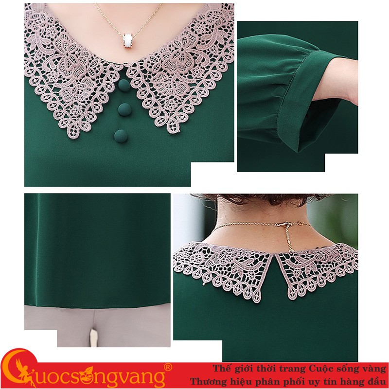 Áo trung niên nữ big size áo kiểu nữ phối ren GLA318 Cuocsongvang