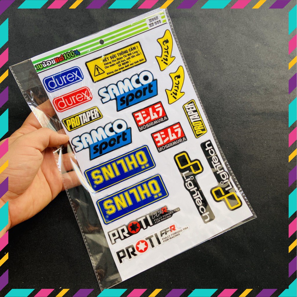 [CỰC RẺ] TẤM TEM DẬP NỔI NHIỀU LOGO CÁC HÃNG XE MẪU SAMCO, PROTAPER, YOSHIMURA TRANG TRÍ XE SIÊU CHẤT