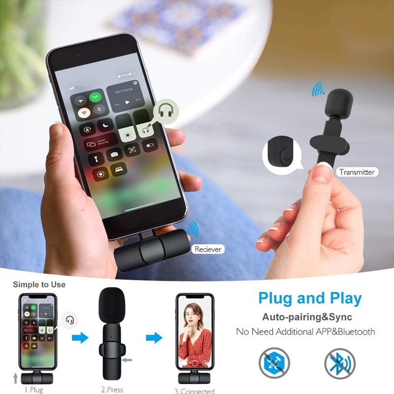 Micro Cài Áo Không Dây Giảm Tiếng Ồn Kèm Sạc Type C Cho iPhone 14 13 12 pro max 11 x xs max 8