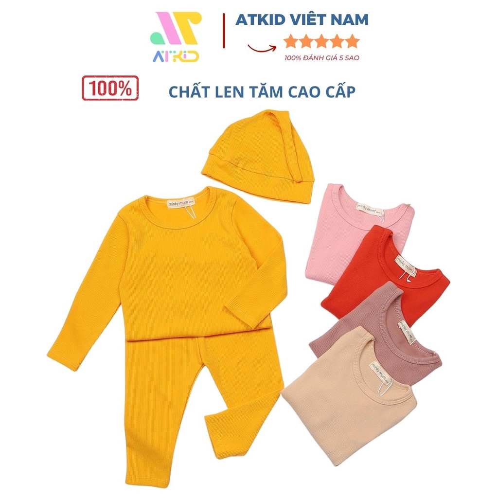 Bộ quần áo dài tay len tăm Củ tỏi thu đông cho bé trai bé gái Minky Mom quần cạp cao mềm mại thoải mái