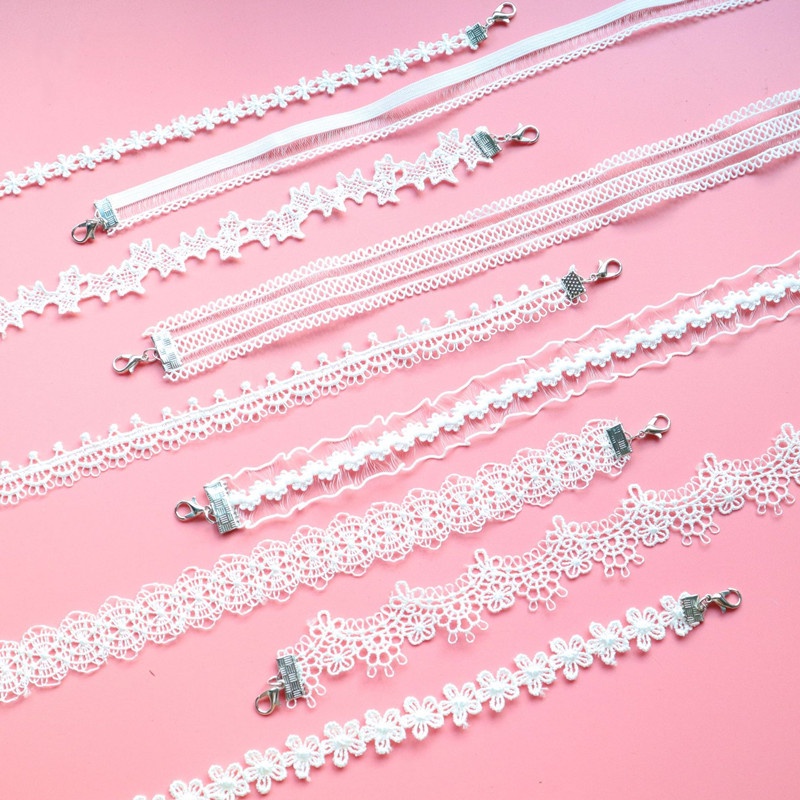 Vòng Cổ Choker Dây Ren Màu Trắng Phong Cách Hàn Quốc Thời Trang