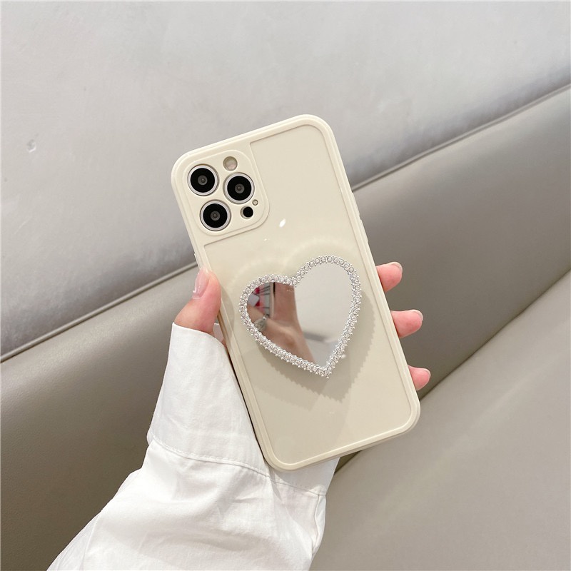 Ốp điện thoại mềm màu trắng có giá đỡ tráng gương thích hợp cho Iphone 12 Pro Max 11 Pro Max Xs Max Xr X 7 8 Plus 7 Plus