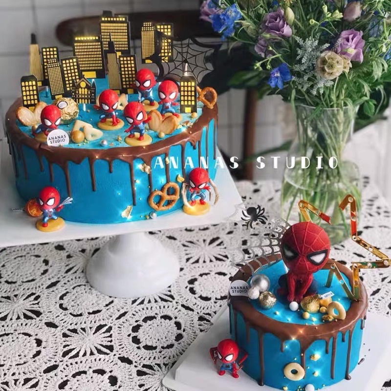 Set 8 siêu nhân mạng nhện trang trí bánh