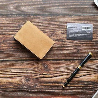 [Da thật] Ví Minimalism da bò thật - Nâu nhạt VD110