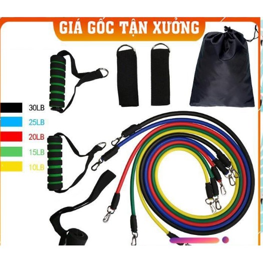 Bộ 5 dây ngũ sắc đàn hồi tập thể hình cao cấp - dụng cụ tập gym - thể thao 5.0,Tập Full Body