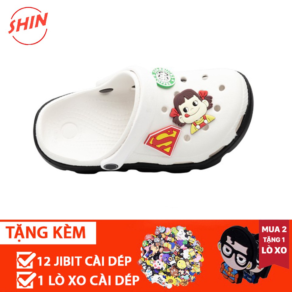 dép cross khủng long busy unisex full trắng đế lượn sóngFREESHIPdép cross khủng long MAIDUTE1