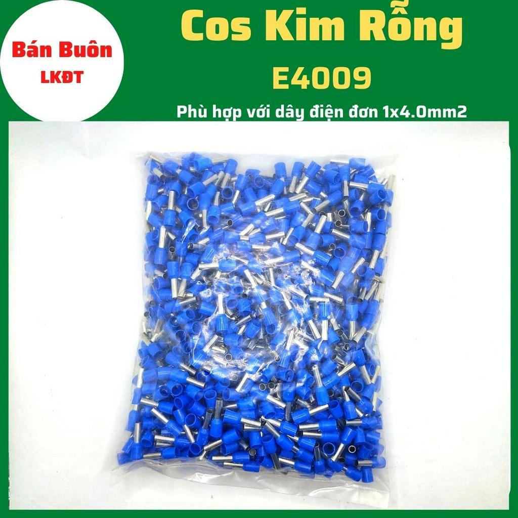 Đầu cos kim rỗng E4009,  cos kim E4009, đầu cos kim rỗng dùng cho dây điện 4.0mm, đầu cos dây điện, cos kim đơn