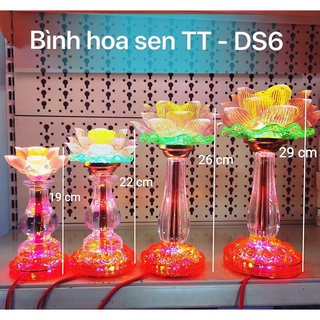 Cặp đèn thờ hoa sen đổi màu, đèn bình hoa sen DS6