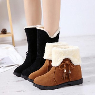 Boots nữ-giày boots nữ da lộn lót lông kiểu dáng hàn quốc cao 3cm