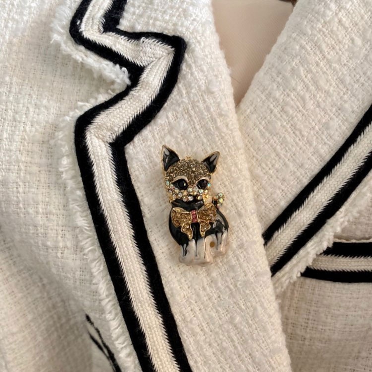 Ghim Cài Áo Hình Mèo Đính Đá Dễ Thương